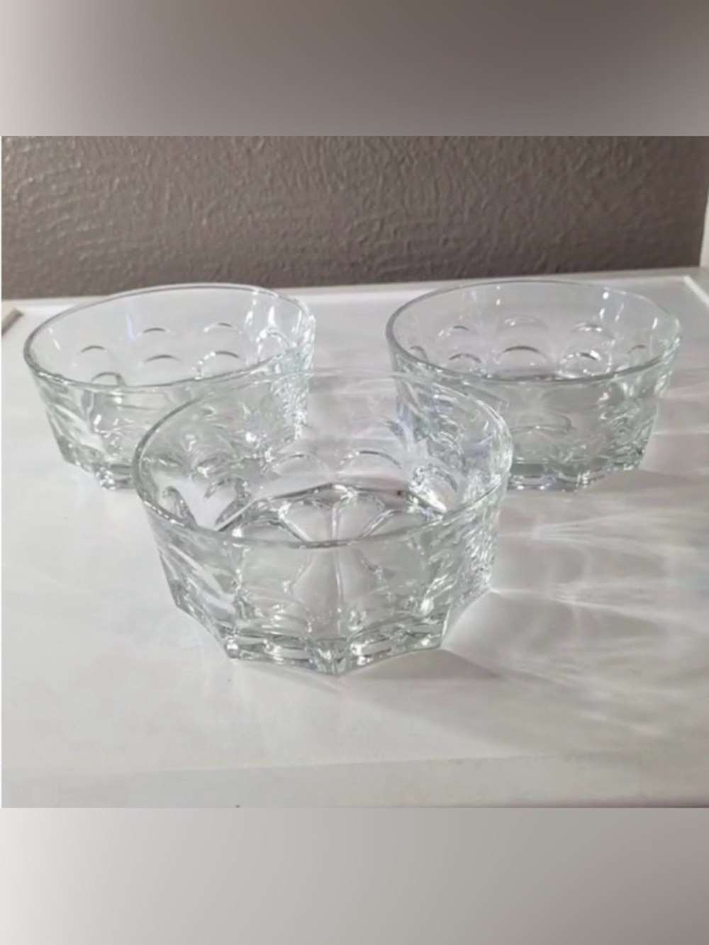 Clear Glass Scalloped Dessert Bowls - Set of 3